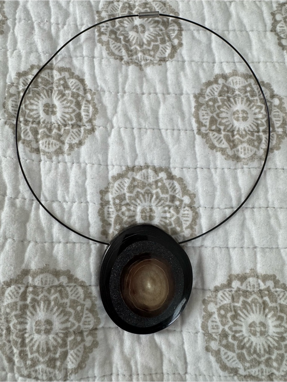 Black Cow Horn Statement Pendant Necklace